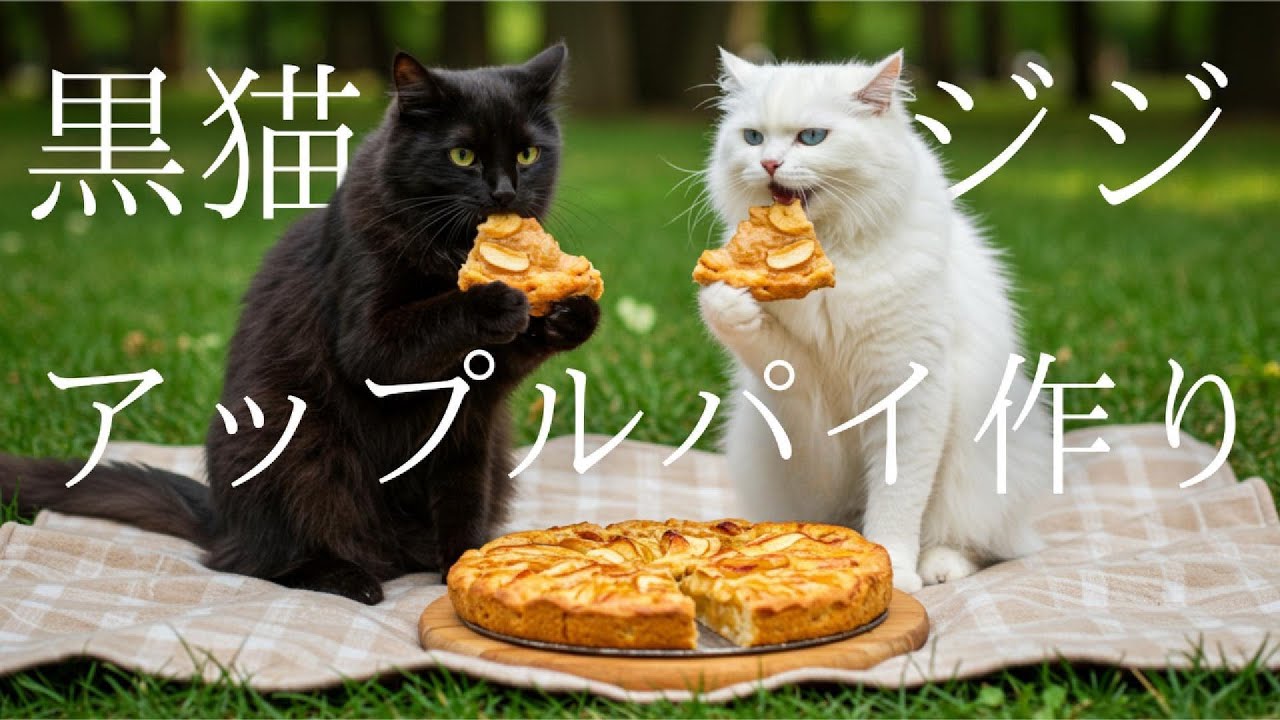 黒猫ジジがアップルパイを作る🍎
