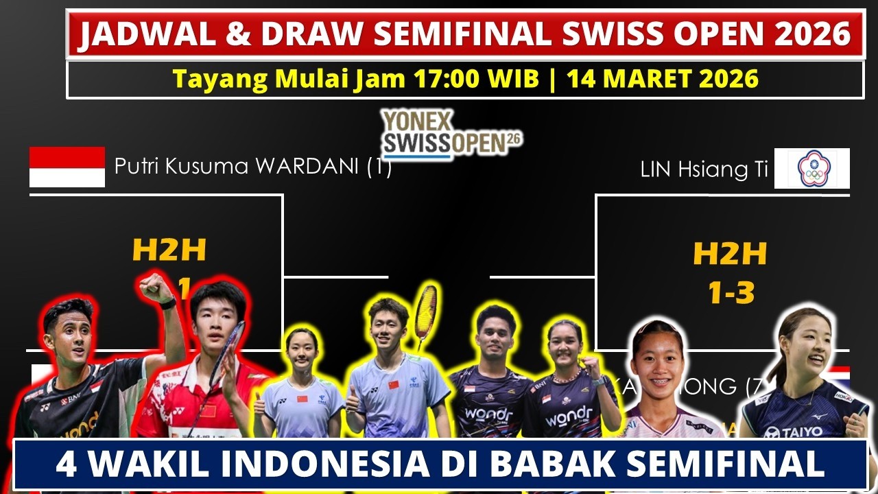 Jadwal & Draw Semifinal Swiss Open 2026: 4 Wakil Indonesia di Semifinal | Tayang Jam 5 LIVEBWFTV