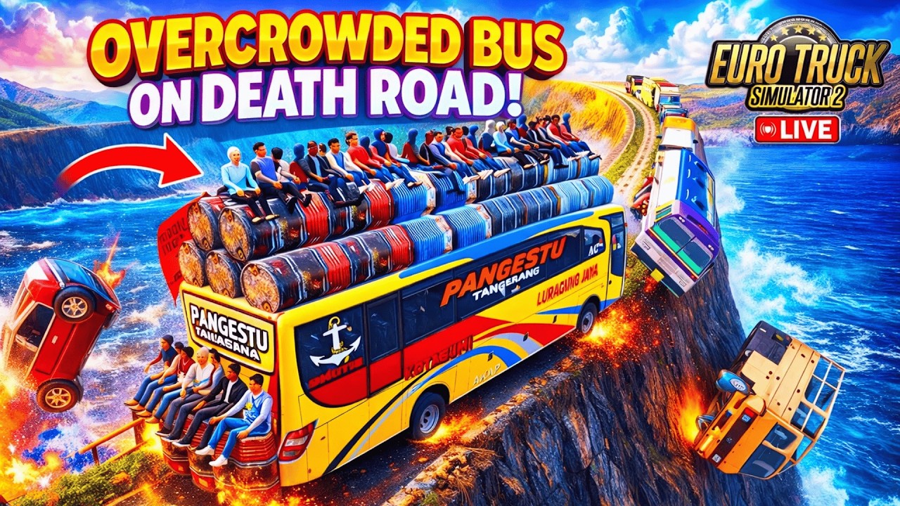 BUS DRIVING ON DEATH ROADS ⚠️☠️  #shortsfeed #shortslive #shorts #ets2 #live