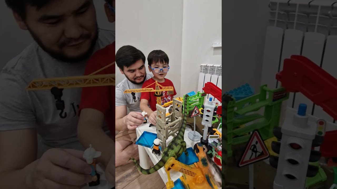 Башенный кран. Город из игрушек. Игры с папой.