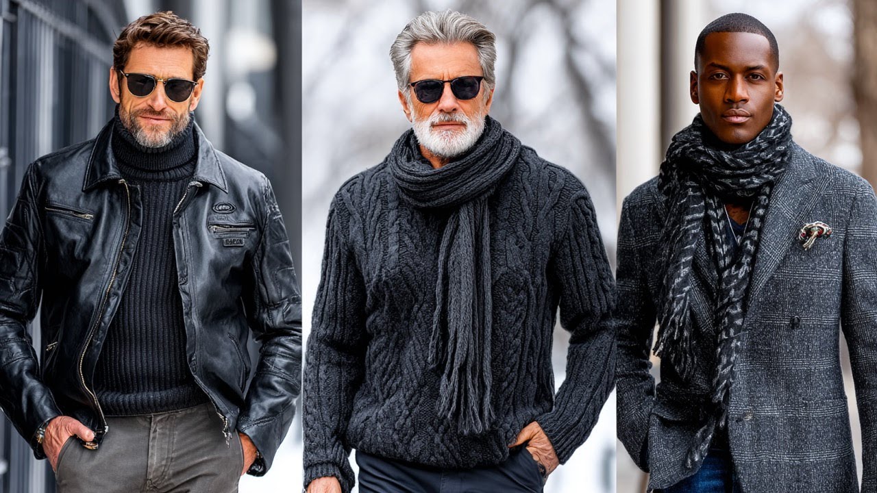 Ralph Lauren Зима 2025/2026 | Угольно-чёрный, современный минималистичный подиумный образ для муж...