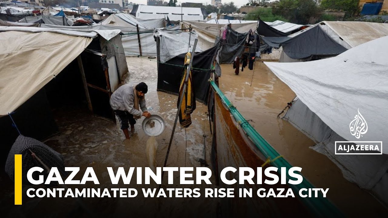 Sewage and flooding worsen winter hardships for Palestinians in Gaza
