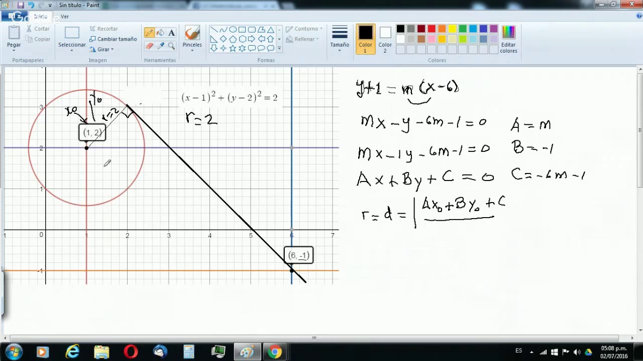 Copia de Calculo de recta tangente a Circunferencia desde punto exterior