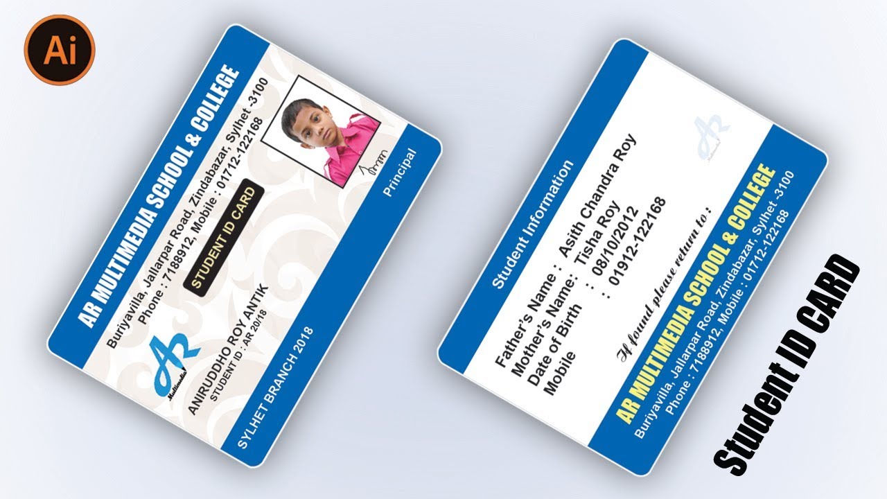 How to Create Student ID Card Design in Illustrator cc 2018|School Id Card Design in Illustrator cc