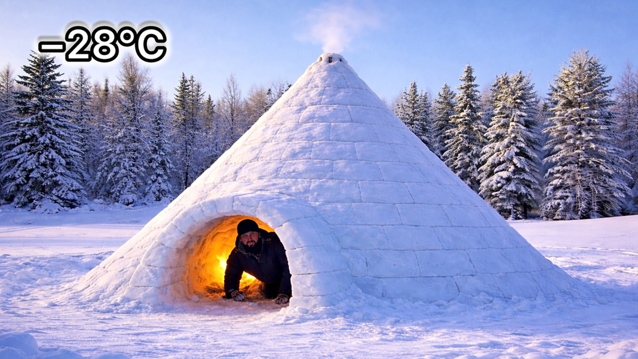 Building a Large-Scale Snow Shelter for Survival: Constructing an Igloo.