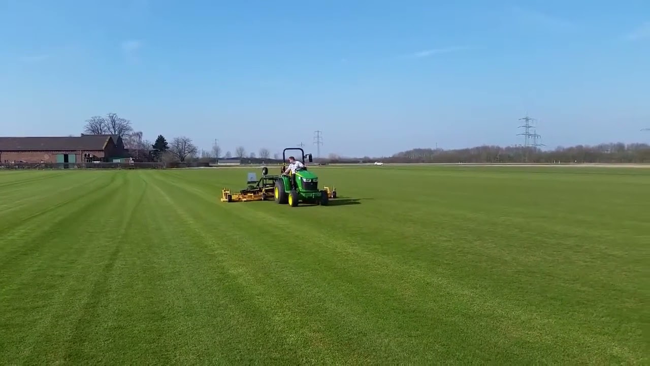 John Deere 3045R Compact Tractor Mowing With 15 Foot Finishing Mower !!!
