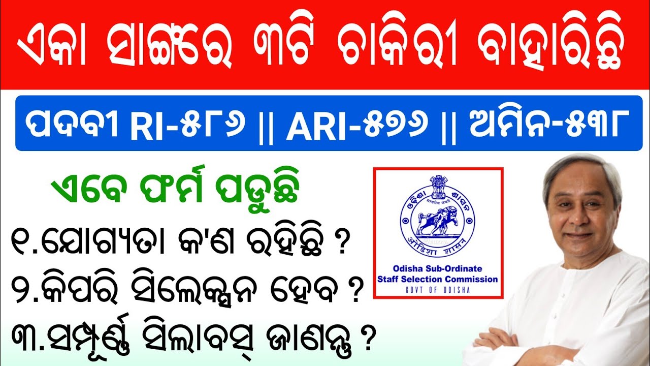 Odisha OSSSC RI,ARI,Amin Recruitment 2021 Full Details- Eligibility,Syllabus,Selection Process