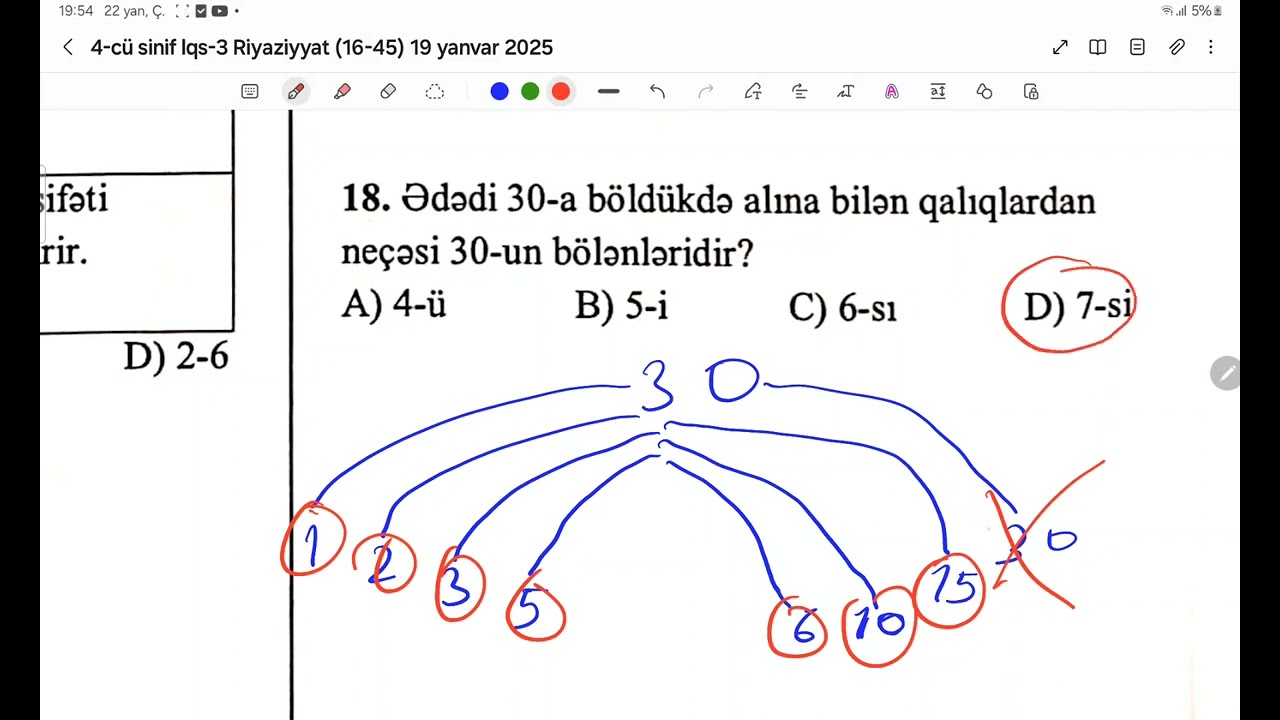Lisey və gimnaziyalara qəbul sınağı -3  Riyaziyyat 4-cü sinif (16-45) 19.01.2025 #lisey #lisey sınaq