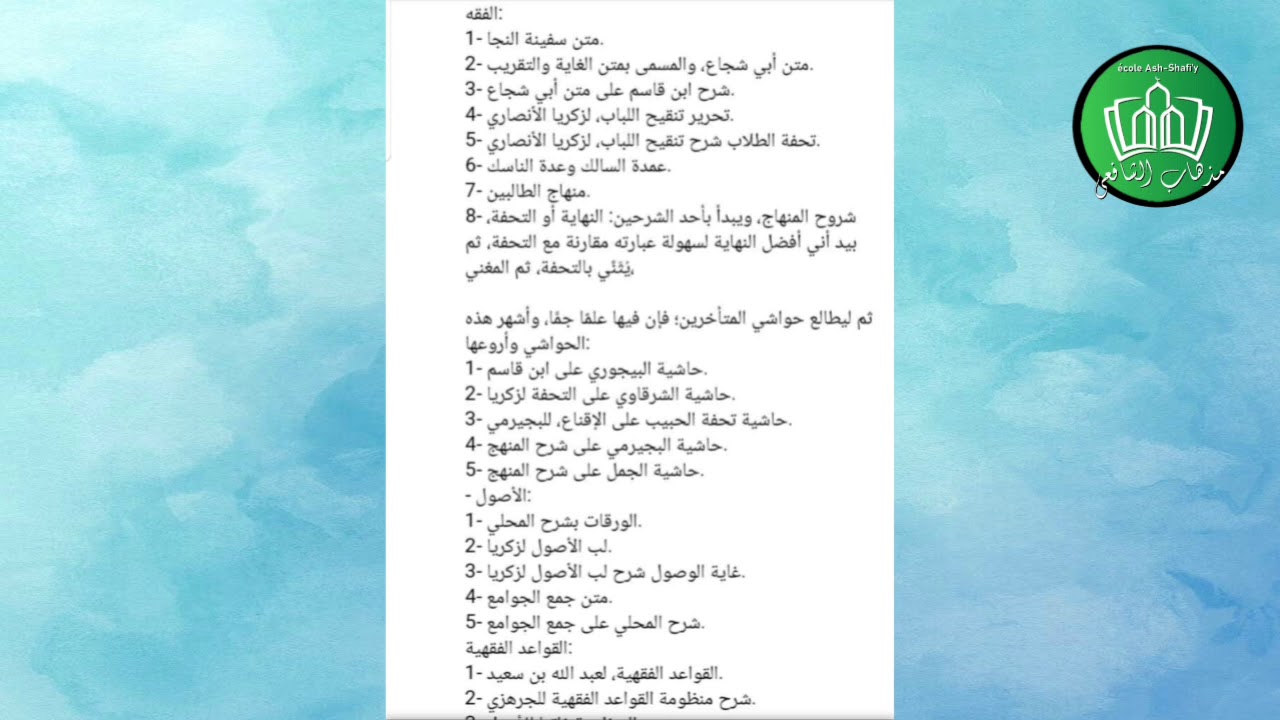 1.Comment apprendre le Fiqh Ash-Shafi'y