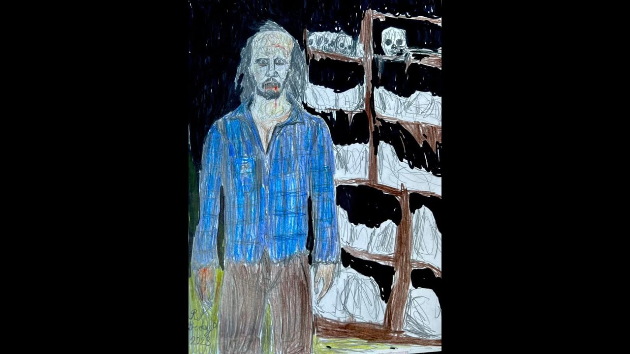 Anthropophagus catacombs scene drawing