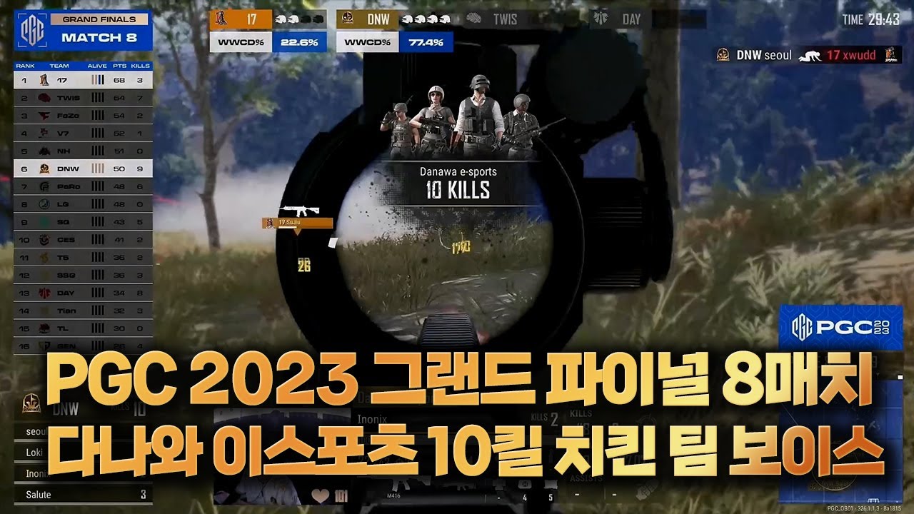 PGC 2023 완벽에 가까운 라인 싸움 다나와 이스포츠 10킬 치킨 팀 보이스 프로 VIEW [배그 강의 해묵 배틀그라운드]