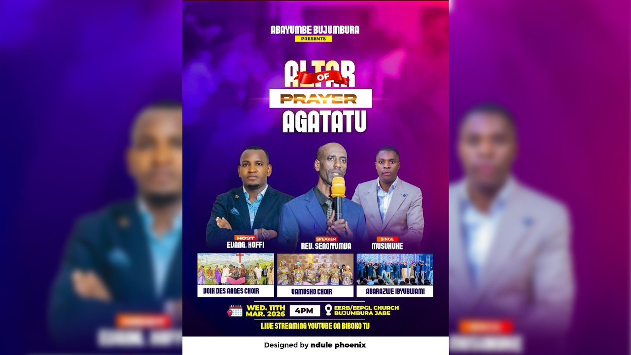 🔴LIVE  ALTAR OF PRAYER AGATATU K'ABAYUMBE BUJUMBURA 🇧🇮 WITH #Pastor_SENGIYUMVA