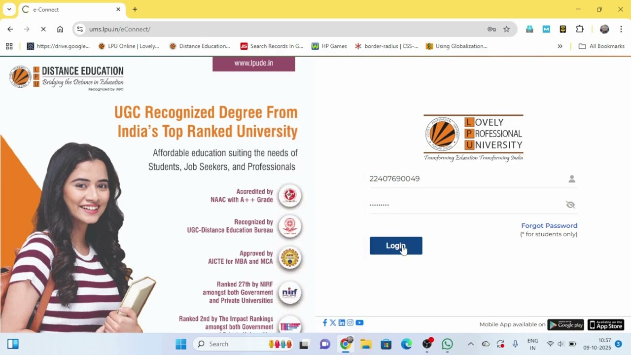 Process to Login to LPU eConnect LPU Distance Education