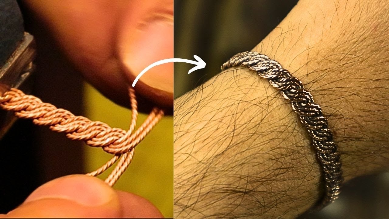 How to make a hand-knitted copper bracelet - jewelry making