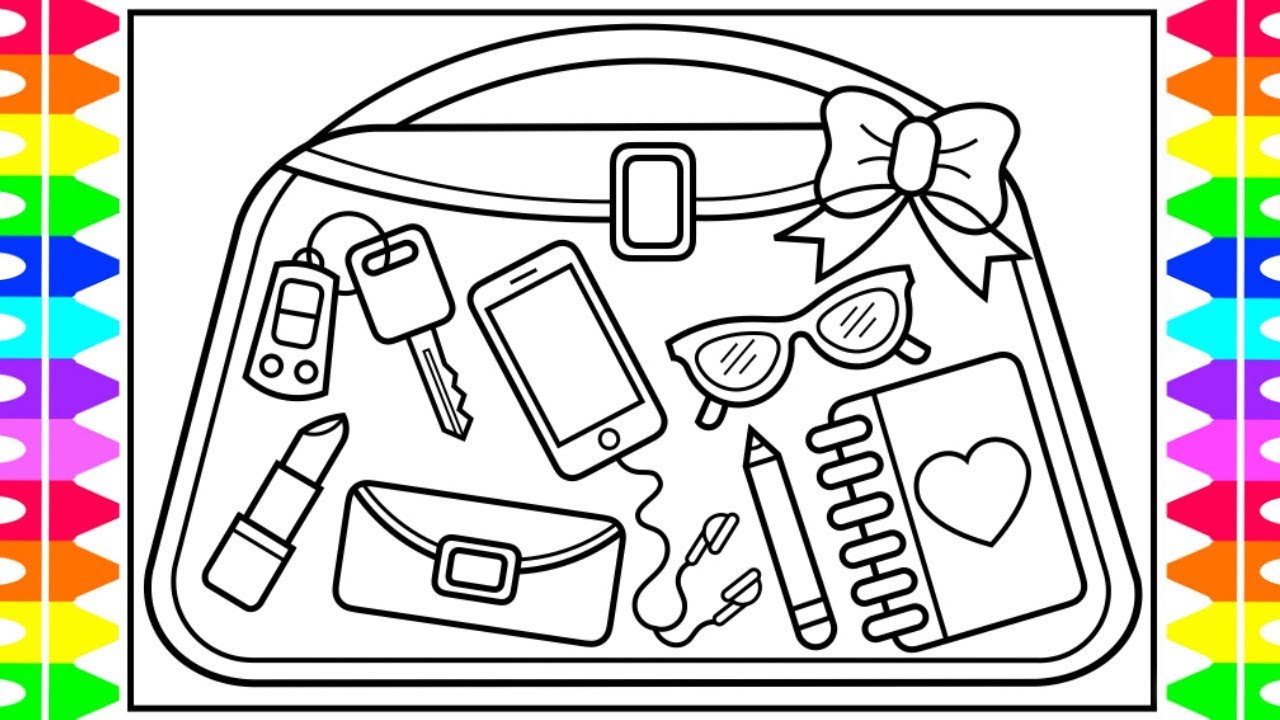 How to Draw a PURSE for Kids 💖💜💚Purse Drawing for Kids | Purse Coloring Pages for Kids