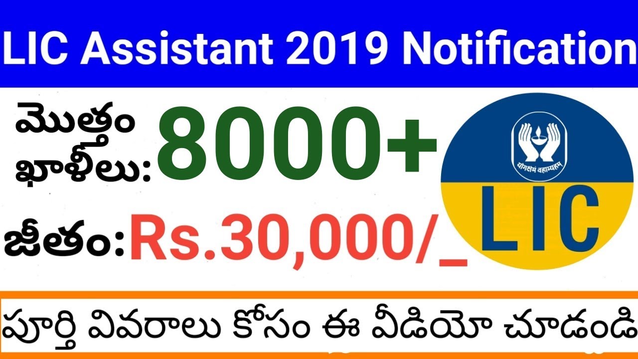 LIC Assistant Jobs Recruitment 2019 | Government Jobs 2019
