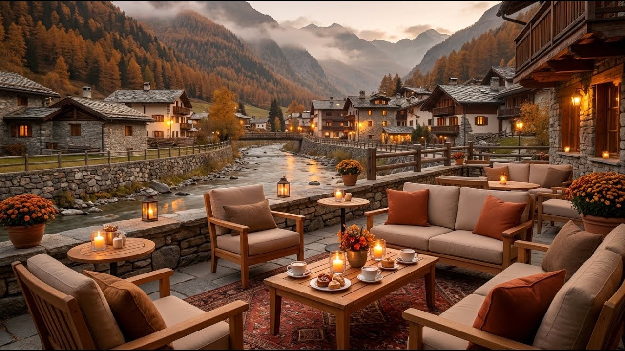 Peaceful Mountain River Jazz Ambience | Flowing Water & Birds Sounds for Relaxation