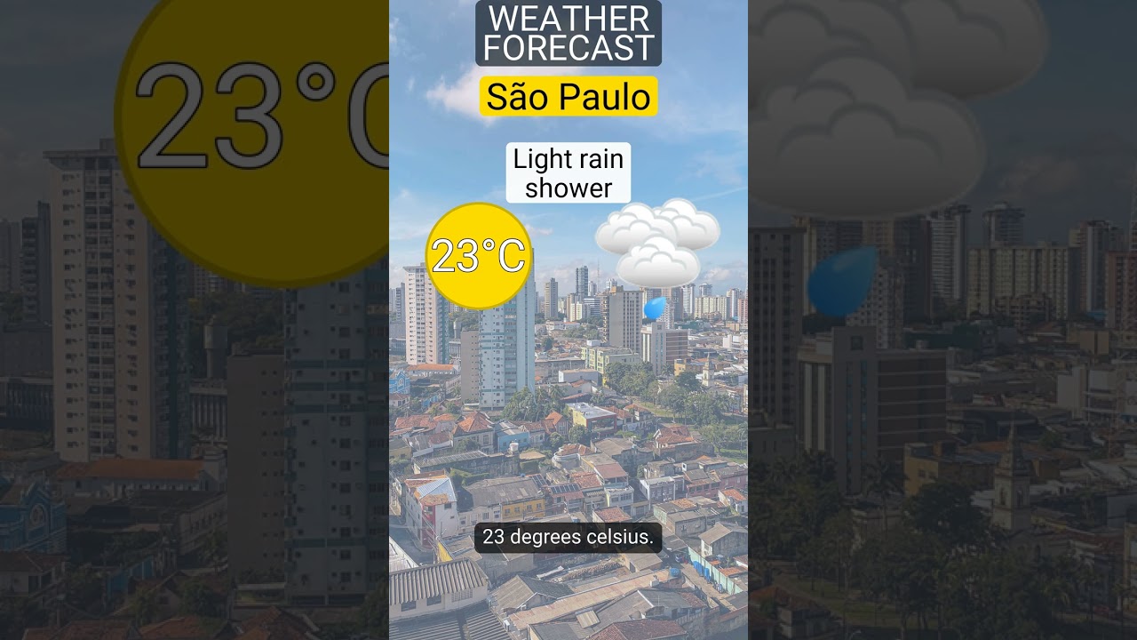 S&atilde;o Paulo &bull; Forecast for 26 February 2026: Light rain shower & 23&deg;C