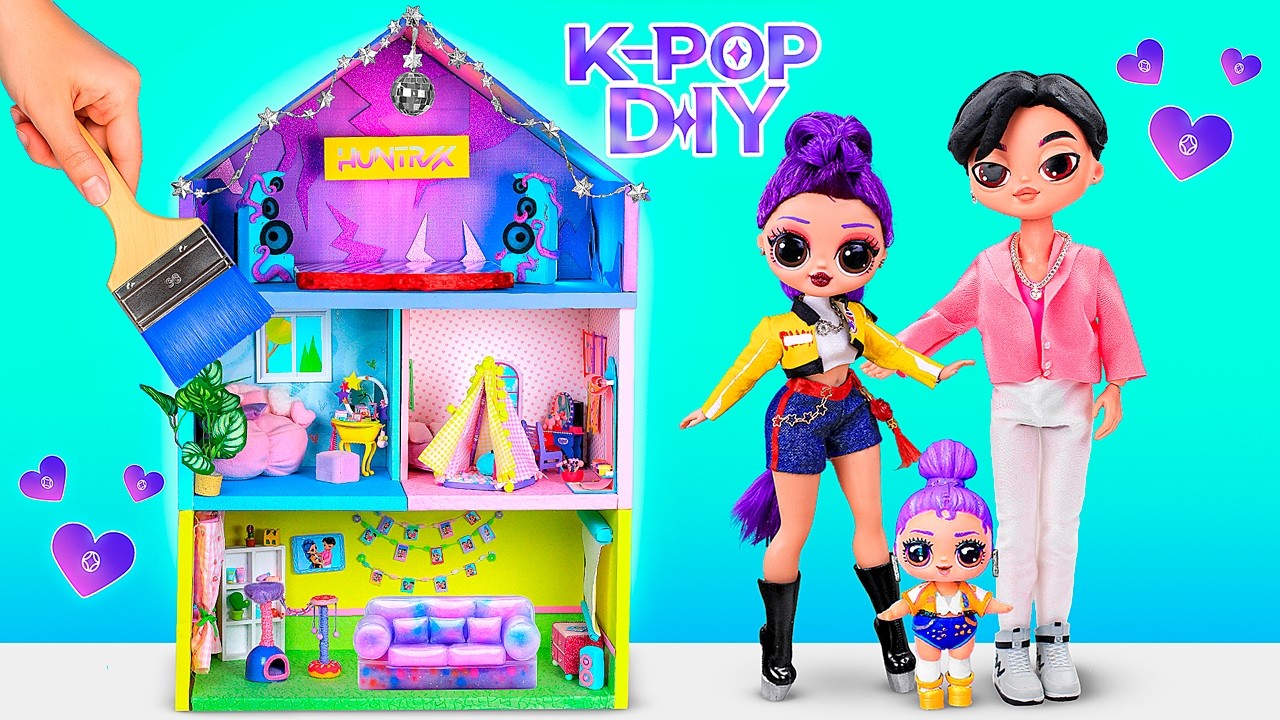 K-Pop Ailesi Bebek Evi Yenileme! L.O.L. Bebekler İçin 7 Huntrix Kendin Yap Fikri