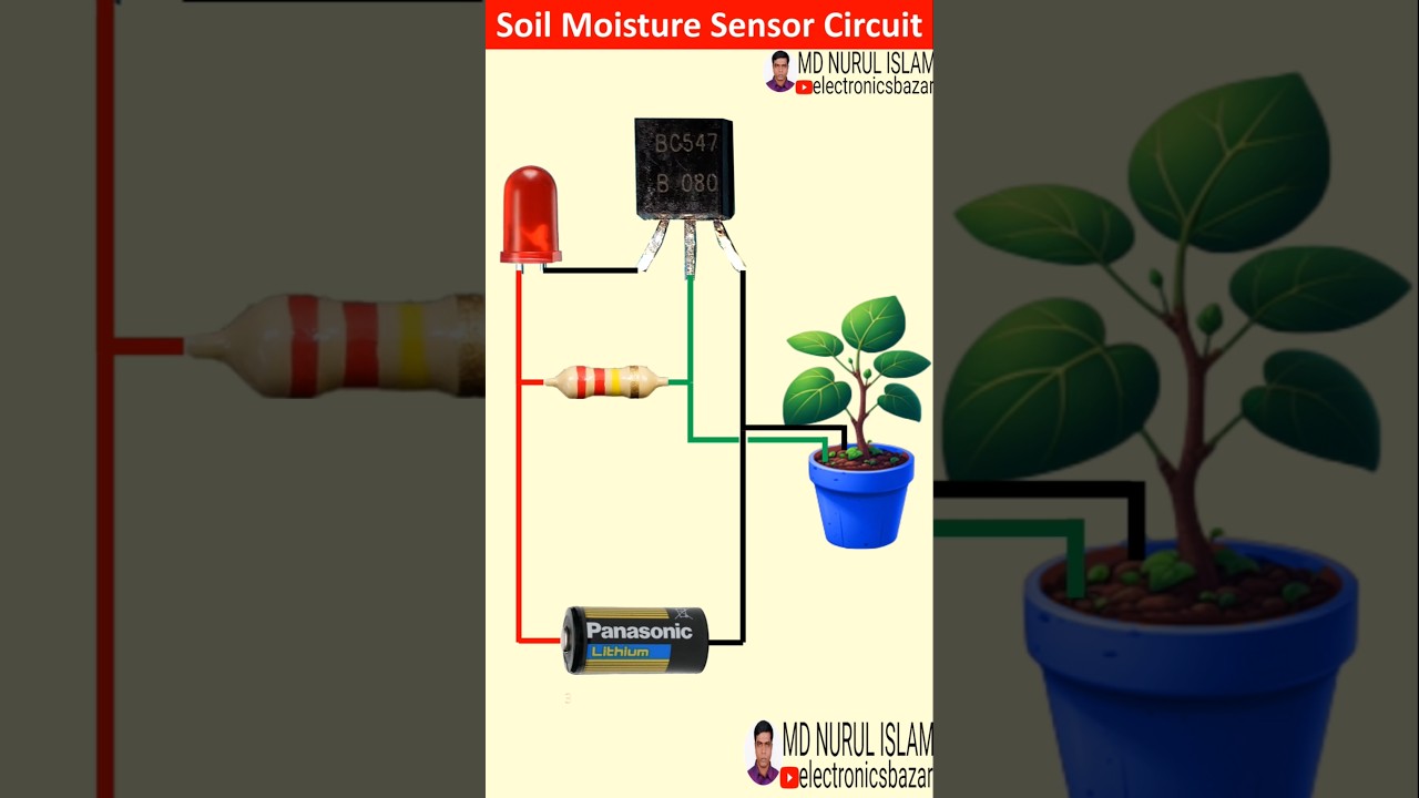 Soil Moisture Sensor Circuit Diagram || Moisture Detector Using BC547 | Soil Moisture Sensor Project