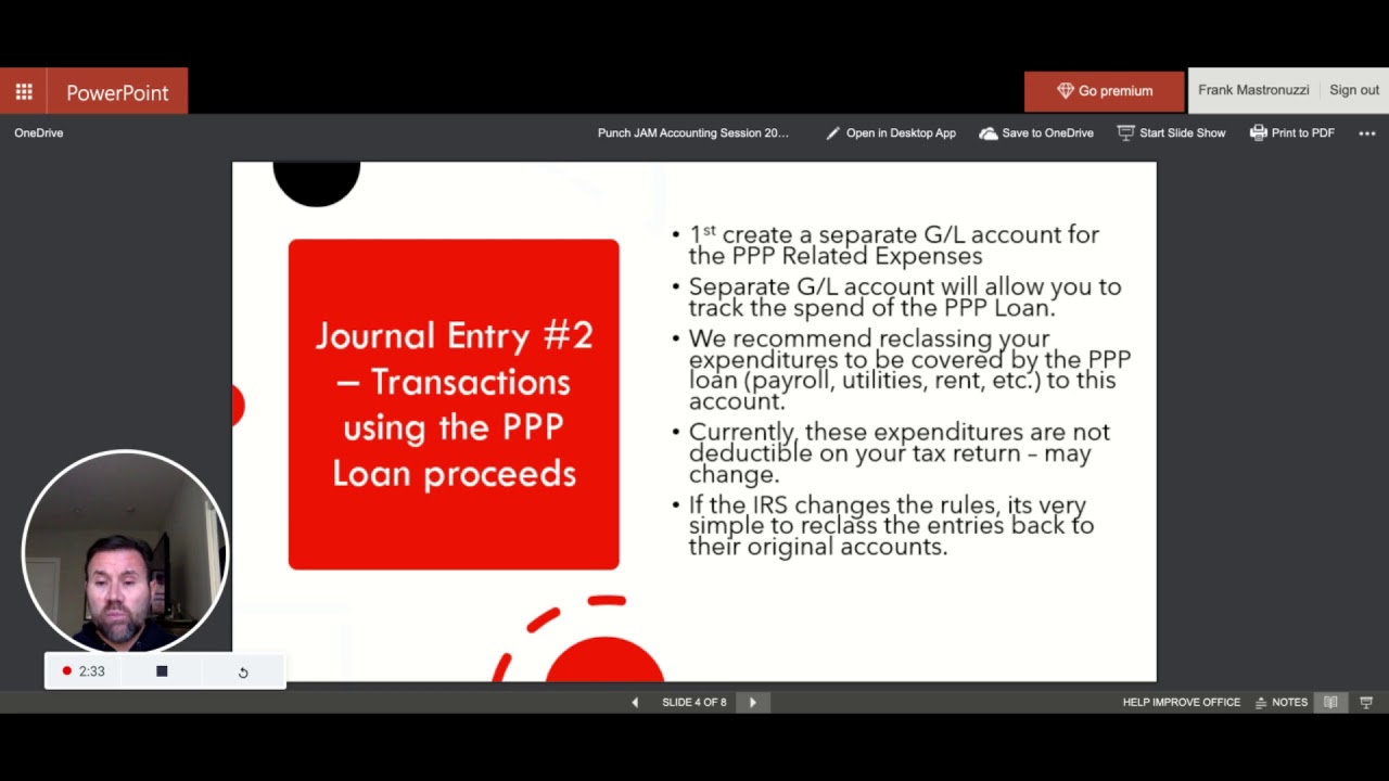 Punch Financial Just-A-Minute Accounting Episode 20-1 PPP Loan Journal Entries