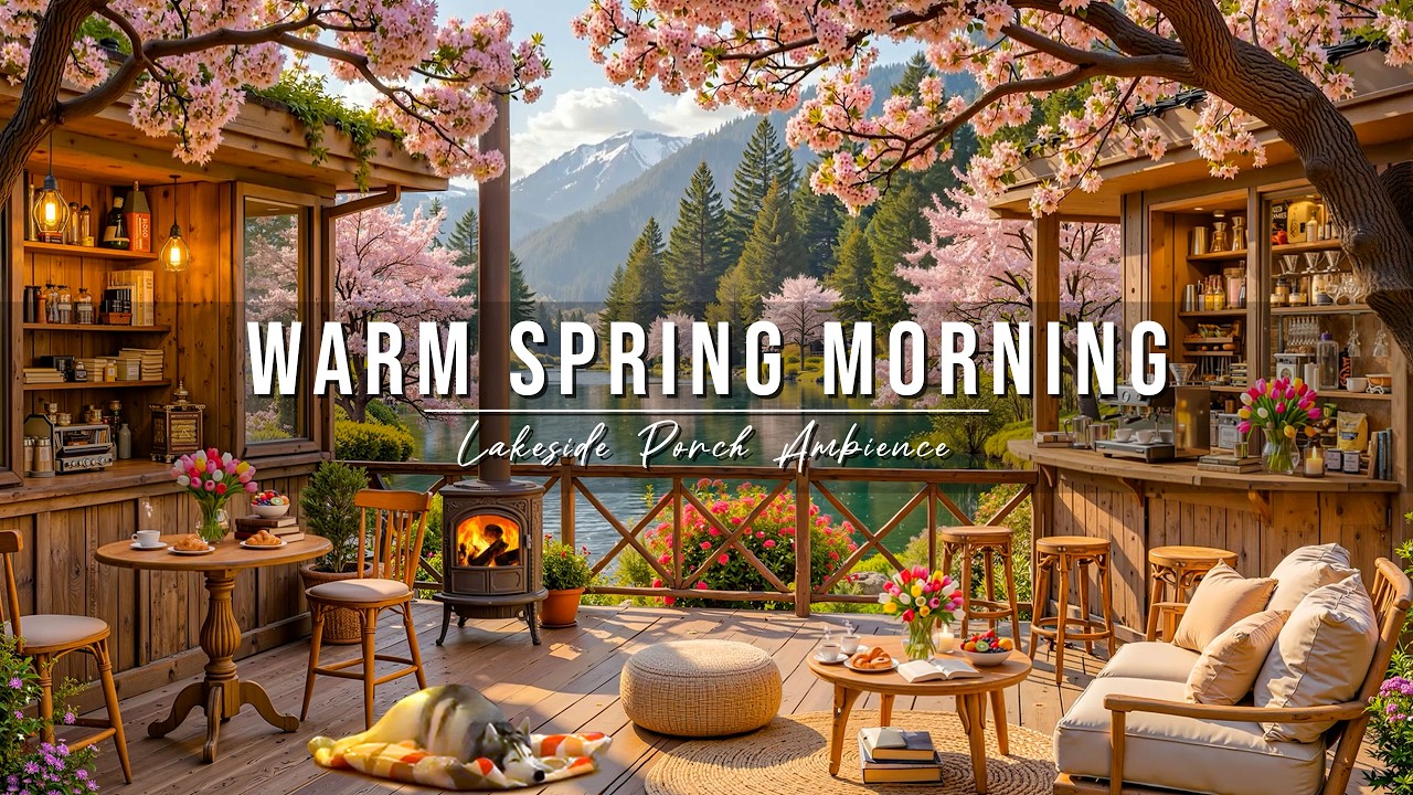 Warm Spring Morning Jazz at Cozy Lakeside Porch Ambience 🌸 Smooth Jazz Instrumental for a Good Day