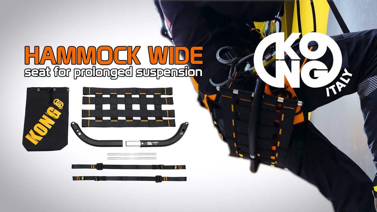 Kong HAMMOCK WIDE: work seat for prolonged suspension suitable for rope access operations.