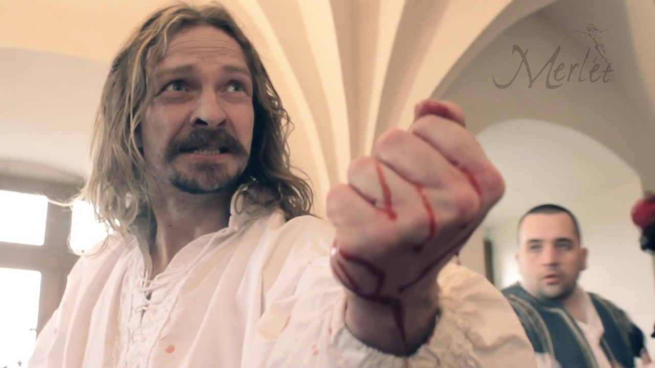 Hamlet vs Laertes - sword fight. Swords and daggers fencing scene