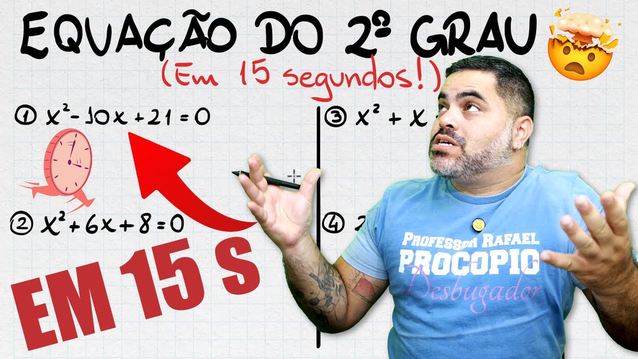 🤯 EQUAÇÃO DO SEGUNDO GRAU EM 15 SEGUNDOS! Fórmula de Bhaskara Alternativa MUITO RÁPIDA!