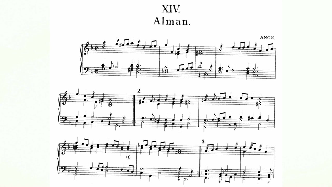 Anonymous - Alman FVB 14 (Fitzwilliam Virginal Book Vol. 1 No. 14) audio+sheet music