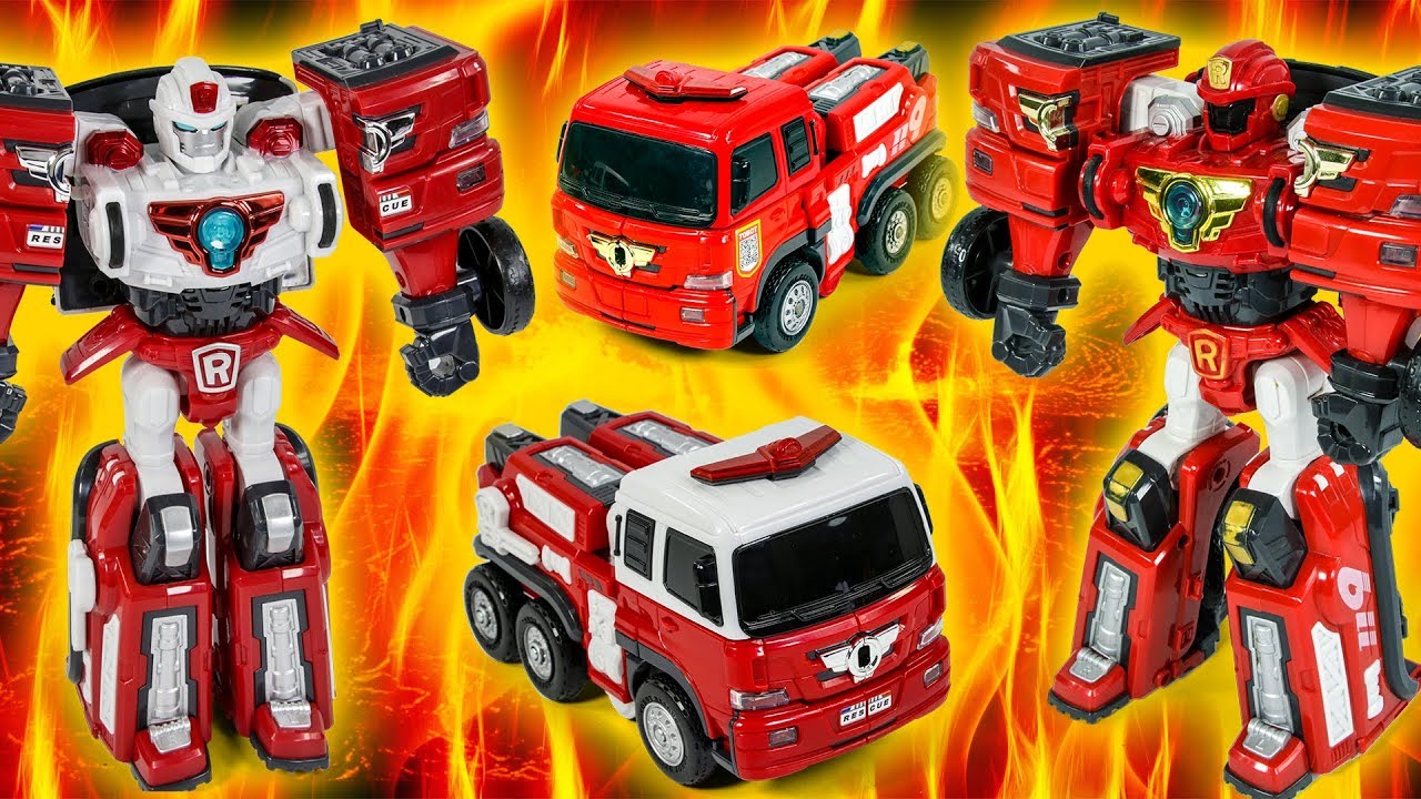 Tobot Rescue R VS Tobot R FireTruck Toy Transformation