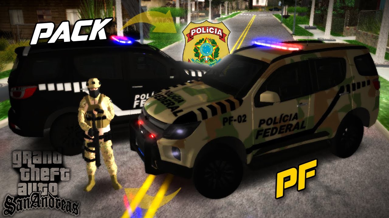 🚔GTA SAN ANDREAS PACK DA POLÍCIA FEDERAL  | NOVAS VIATURAS E SKINS E DELEGACIA PRA PC/ANDROID 💥😱