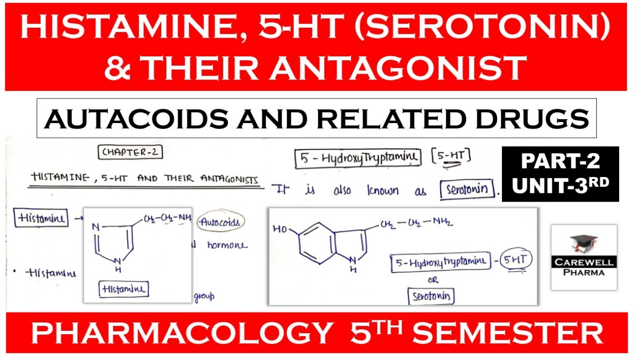 Histamine 5-HT (Serotonin) and their Antagonist || Autacoids || Part 2 Unit 3 || Pharmacology 5 sem