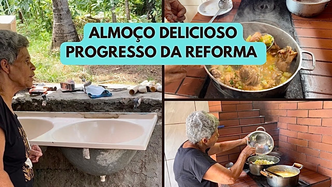 ALMOÇO DELICIOSO NO FOGÃO DE LENHA E PROGRESSO DA REFORMA/ CASA DE MAMÃE NA ROÇA/ VIAGEM NUBIA VIANA