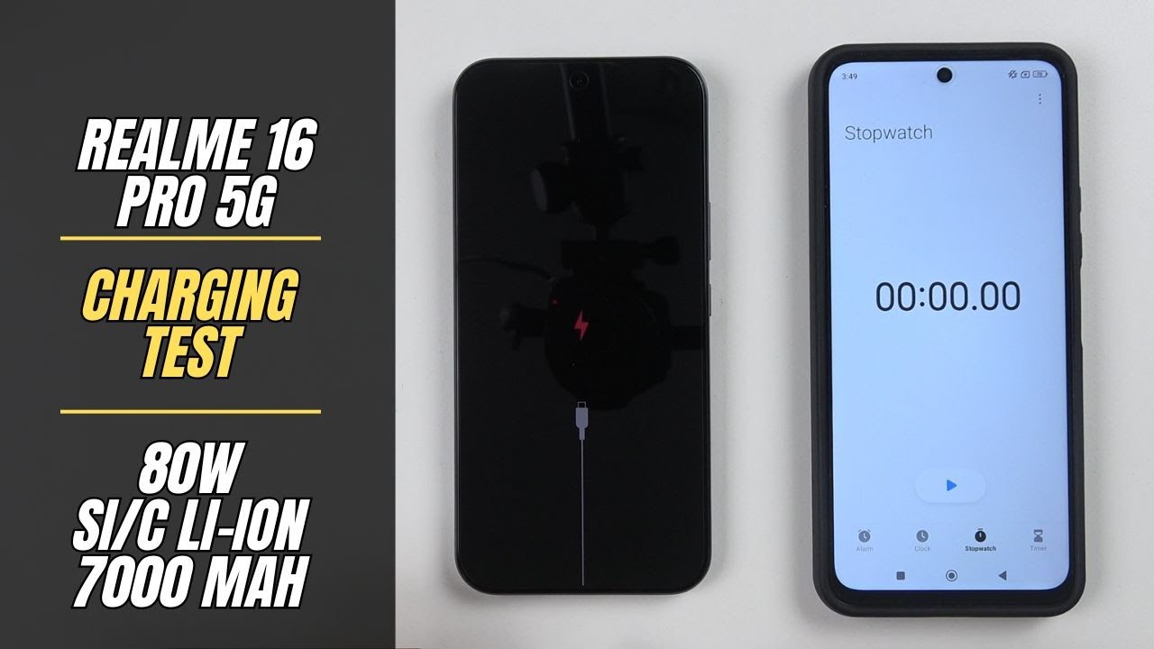 Realme 16 Pro 5G Battery Charging Test 0% to 100% | 80W fast charger 7000 mah