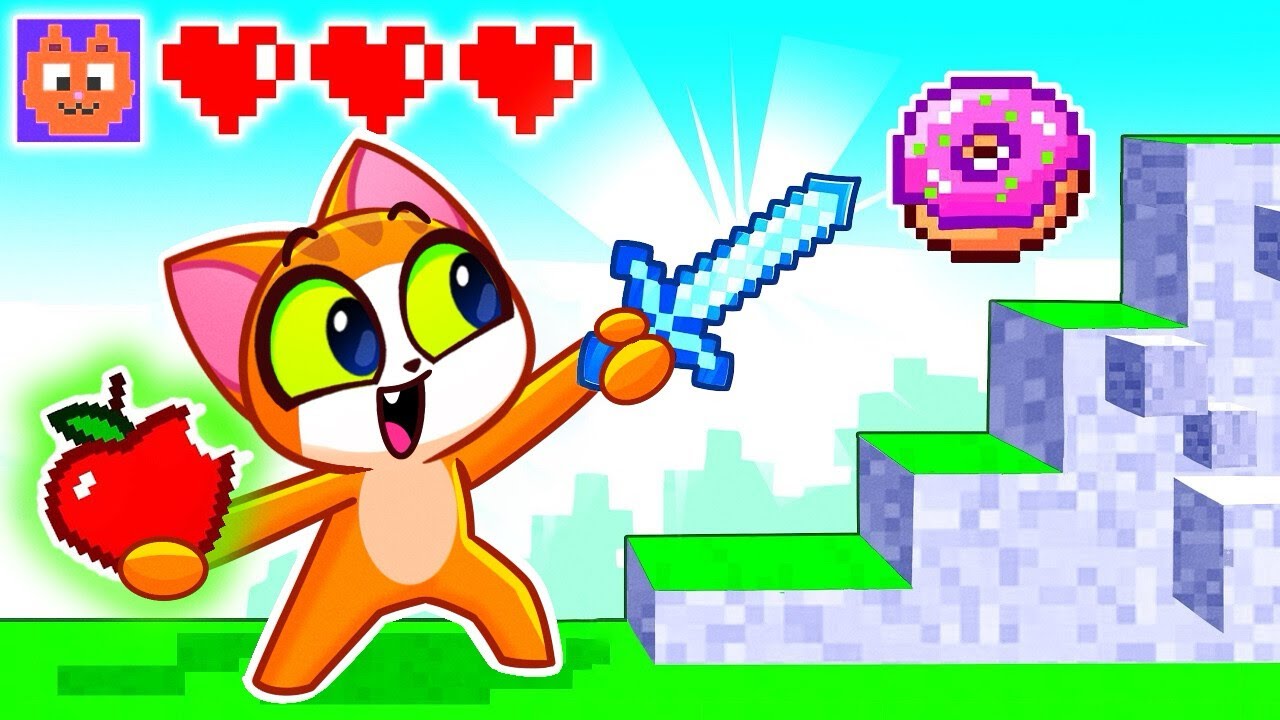 Minecraft Game Adventures | Lost In the Game World Challange for Kids | Purr-Purr Tails