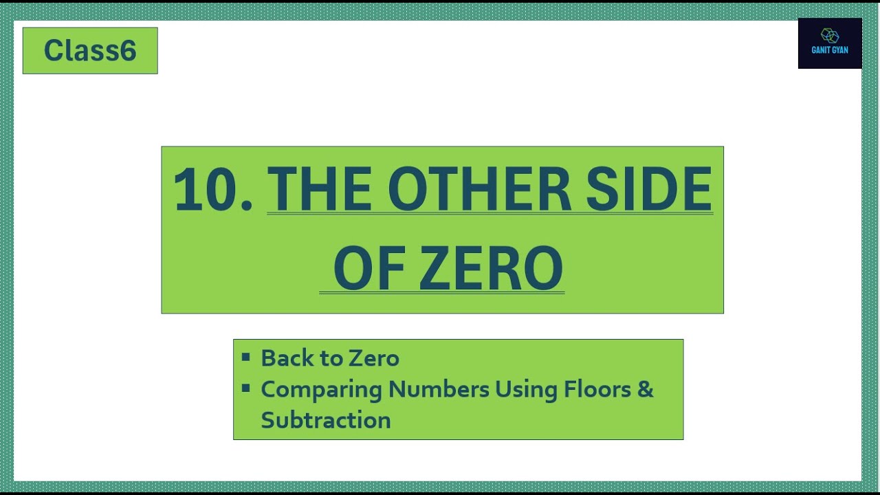 Class 6, Chapter 10, The other side of zero. (Back to Zero, comparing numbers & Subtraction)