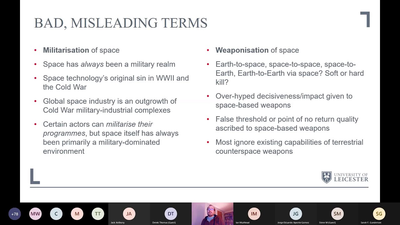 Dr Bleddyn Bowen - War in Space: Recorded 24th February 2021