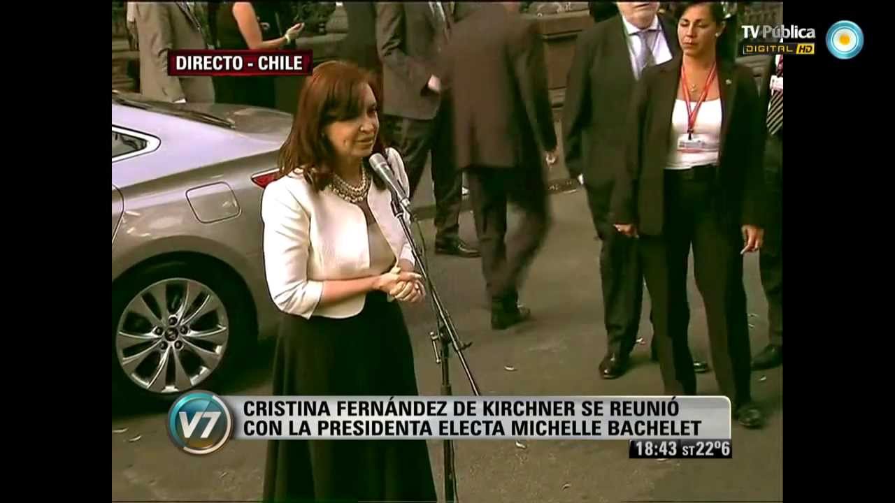 Cristina Kirchner en Chile luego de la reunión con Michelle Bachelet