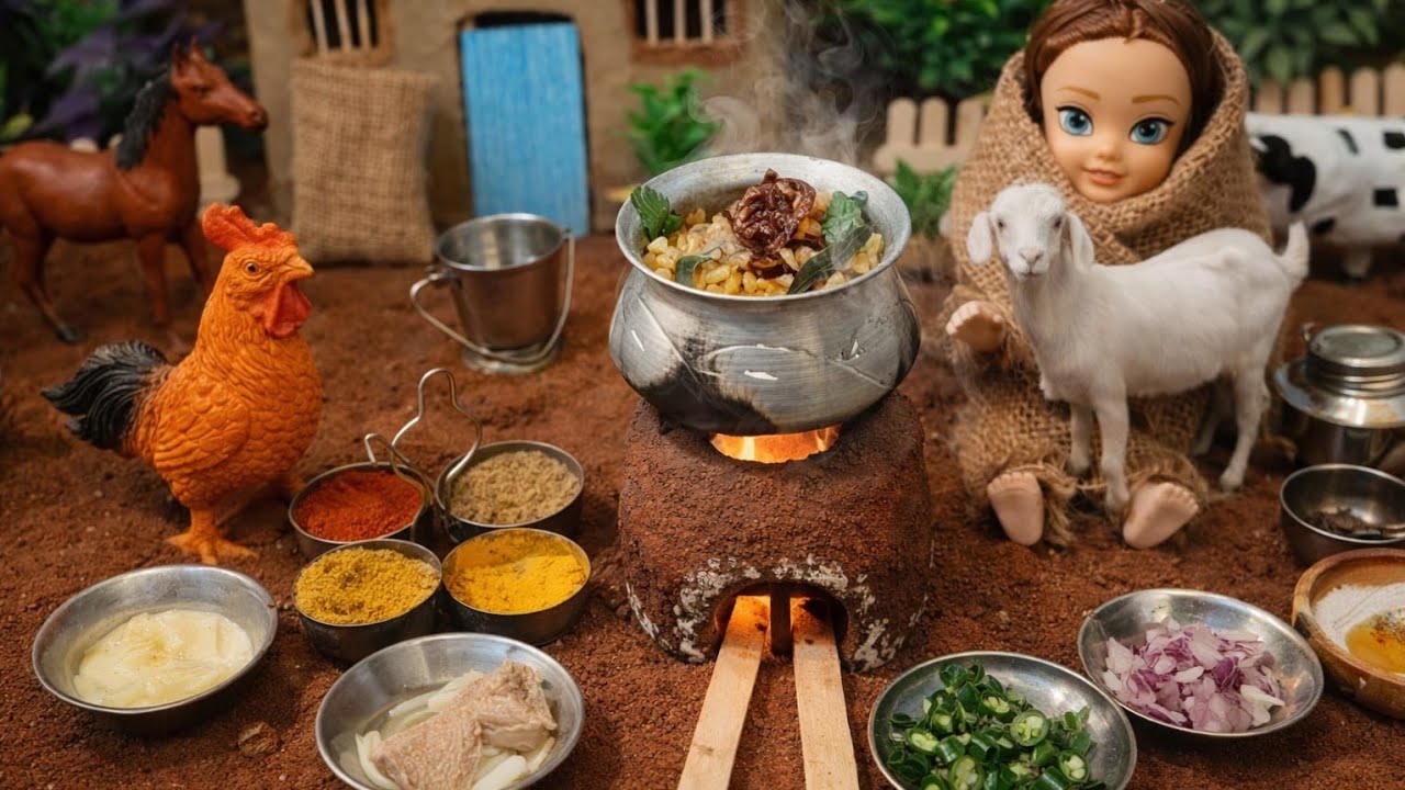 Miniature Mutton Biryani Recipe.Miniature Biryani Cooking.ASMR Cooking.Nikkee,miniature.