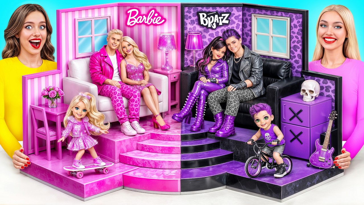 Budujemy Niesamowity Domek Dla Lalek | Barbie Rodzina kontra Bratz Rodzina Wyzwanie Multi DO Girls