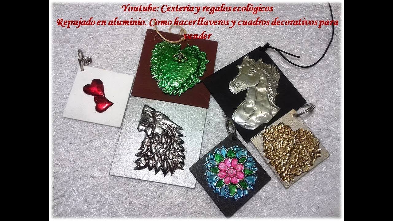 Repujado en aluminio.  Llaveros y cuadros para vender en diversas temáticas