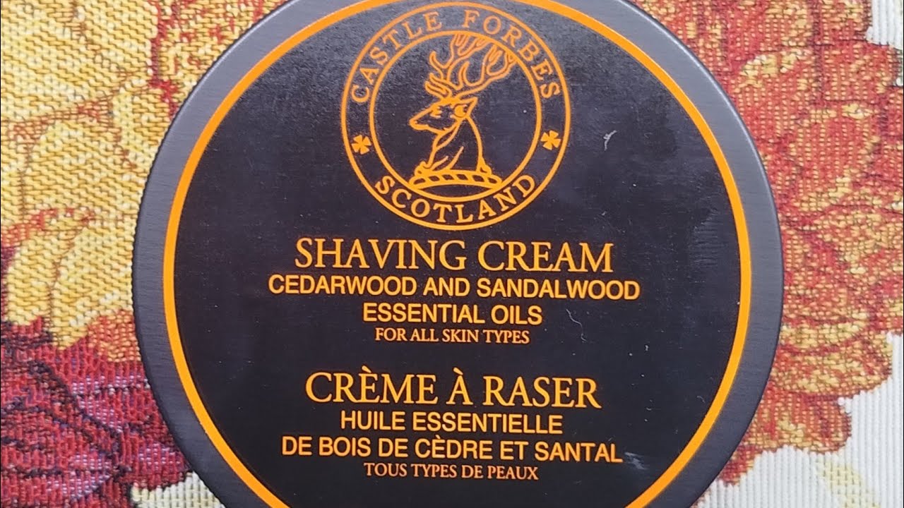 Castle Forbes. Shaving Cream.  Cedarwood and Sandalwood. Testing.