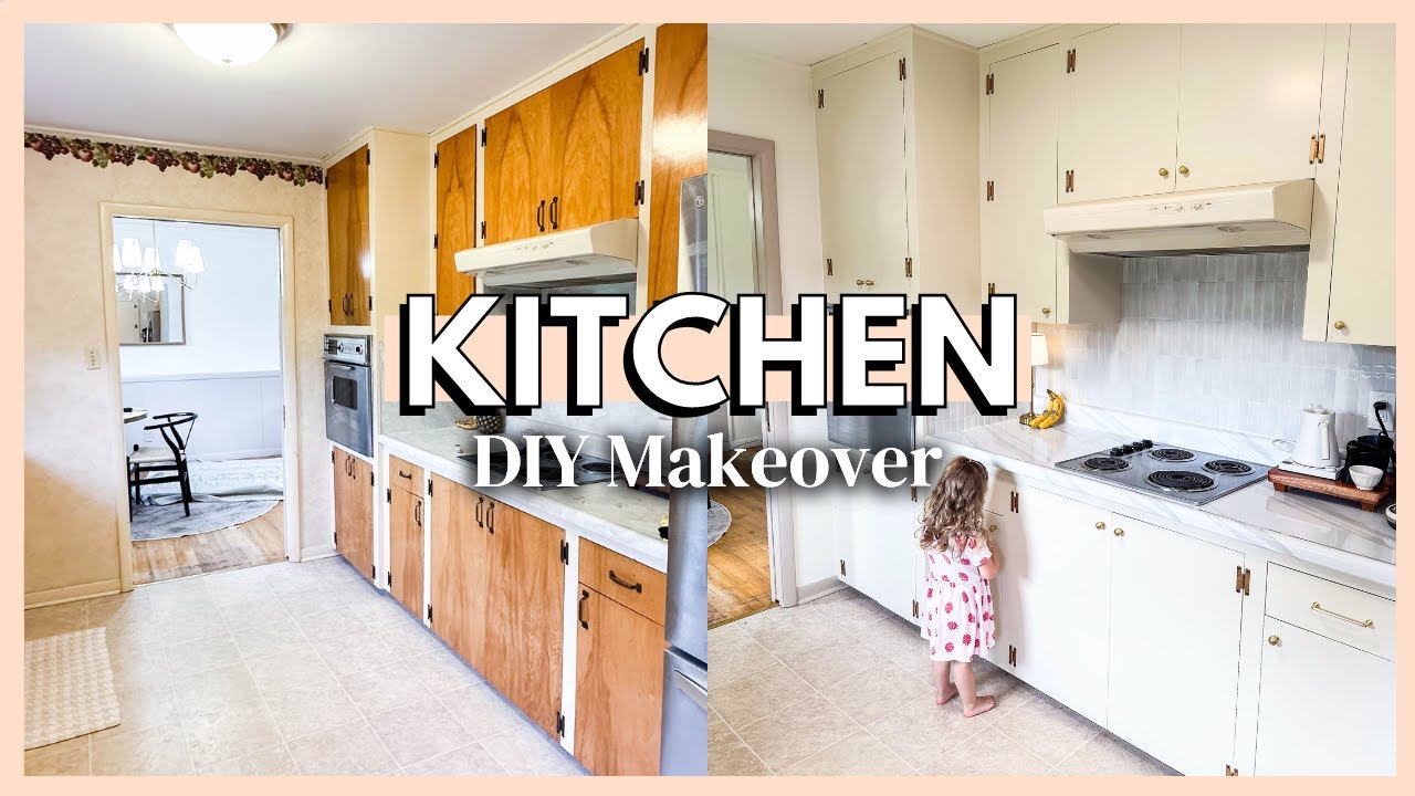 DIY KITCHEN MAKEOVER | fixing up our 1960&rsquo;s kitchen & painting kitchen cabinets *before & after*
