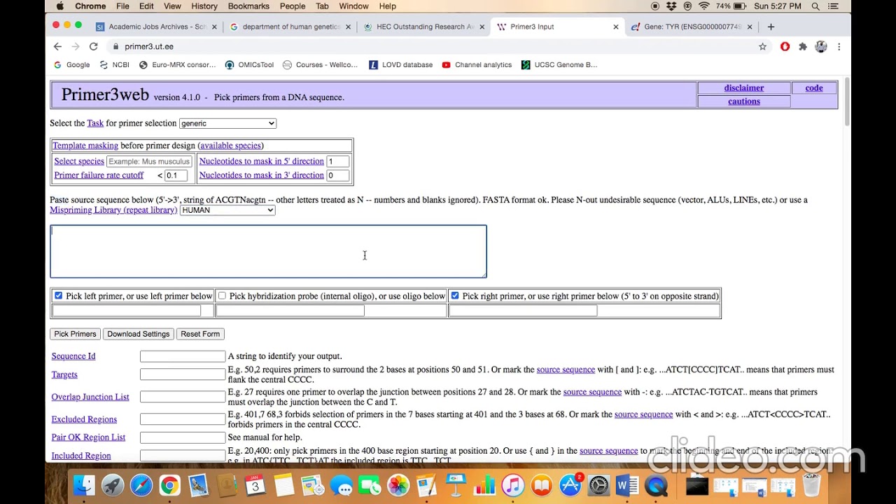 Primer Designing using Primer3web tool