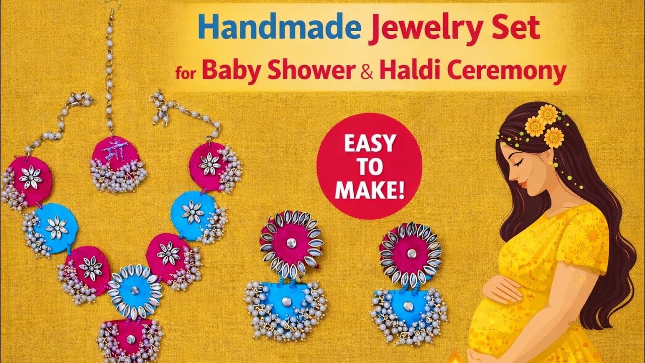 Maa to be Royal Look U van also make haldi mehndi jwellert set with this same idea #crafternik #diy 