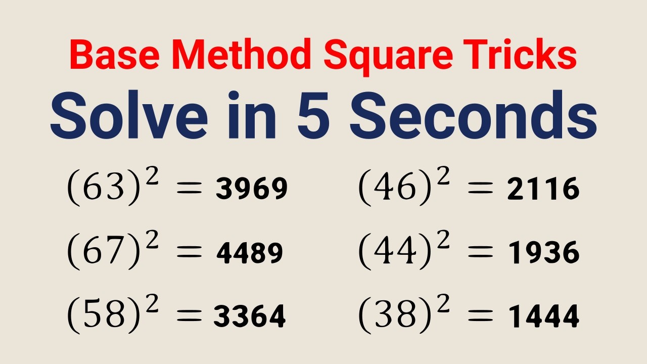 Base method square tricks in vedic maths