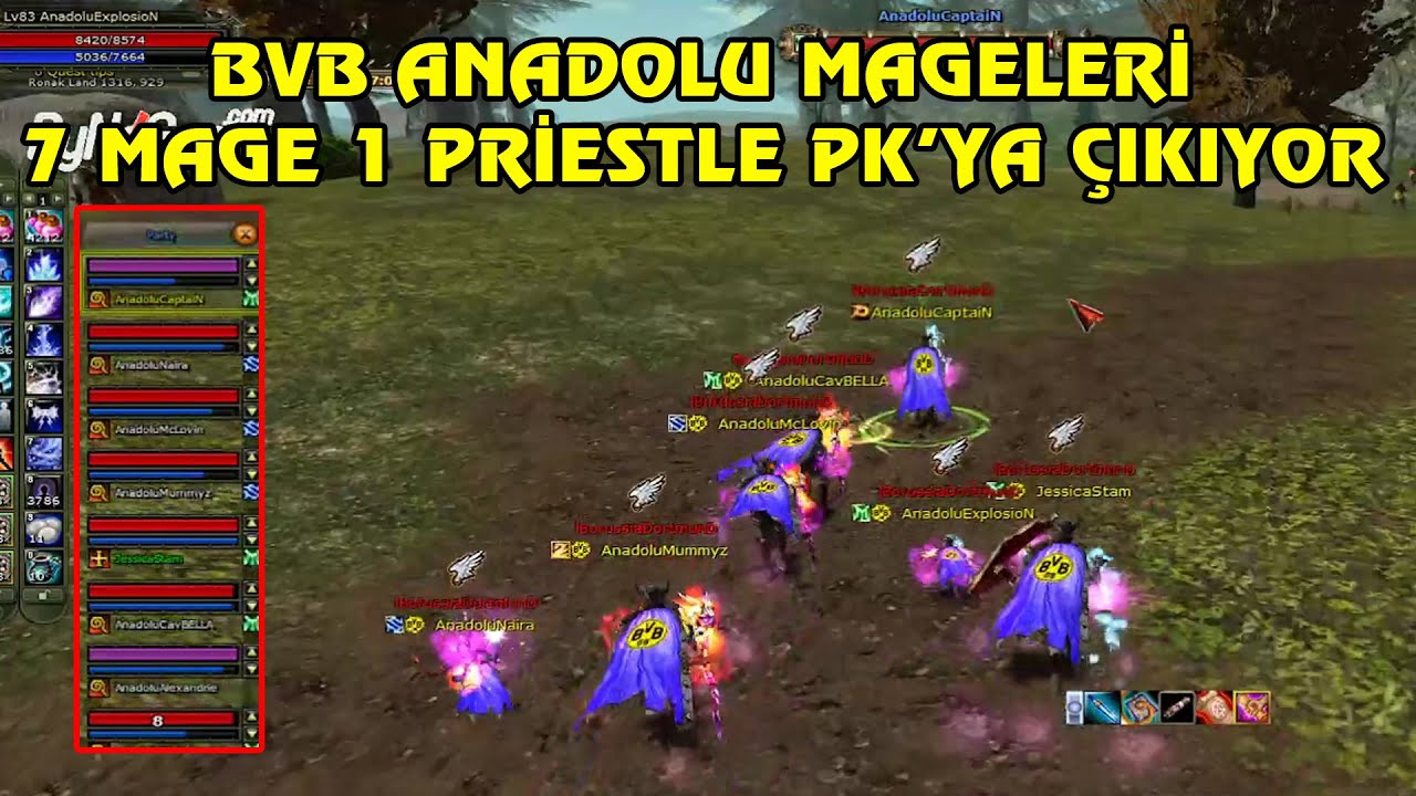 Knight Online PK | BVB Anadolu Ekibi 7 Mage 1 Priest İle PK Atıyor. | CZ | PK