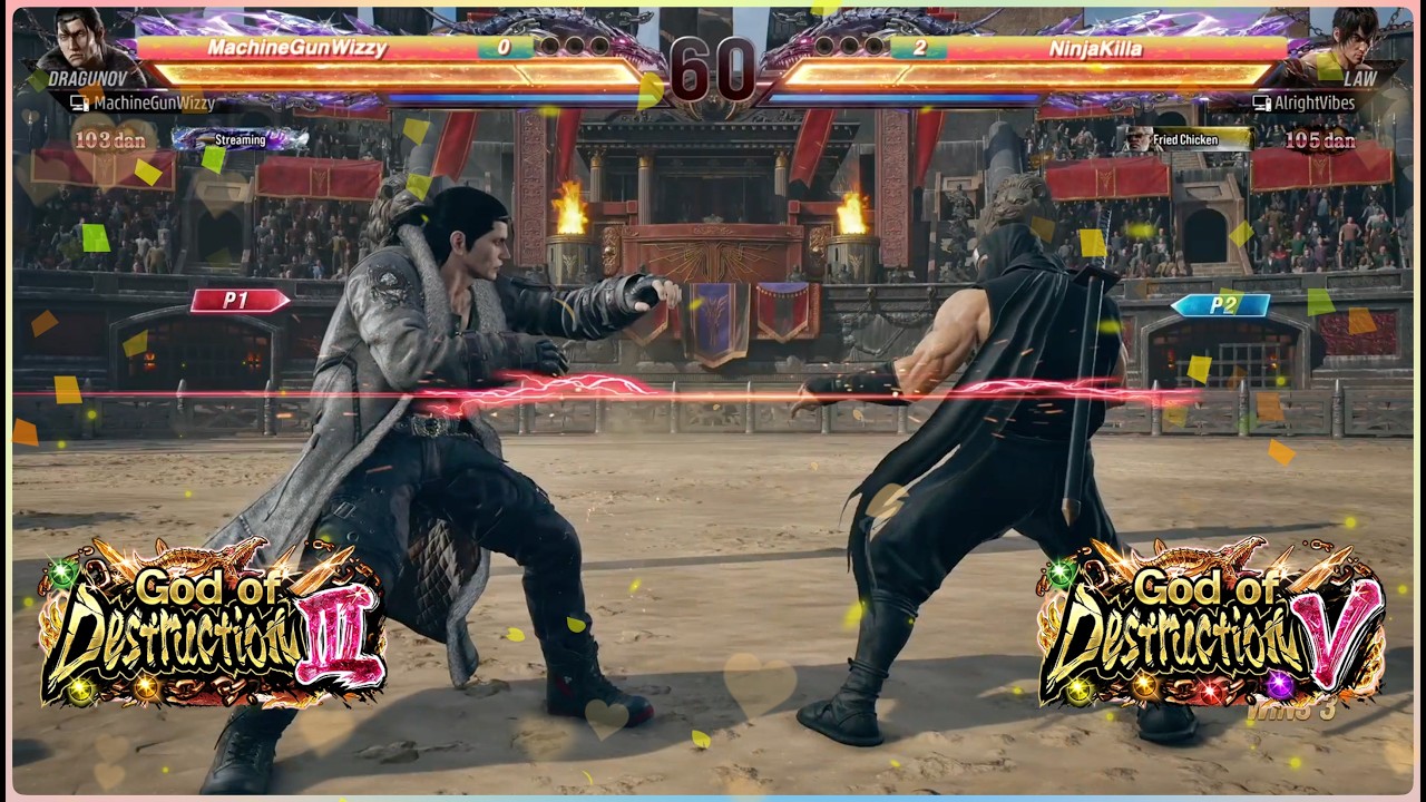 Part 2 - Destruction 5 NinjaKilla (Law) Vs Destruction 3 MachineGunWizzy (Dragunov) Tekken 8 Rank