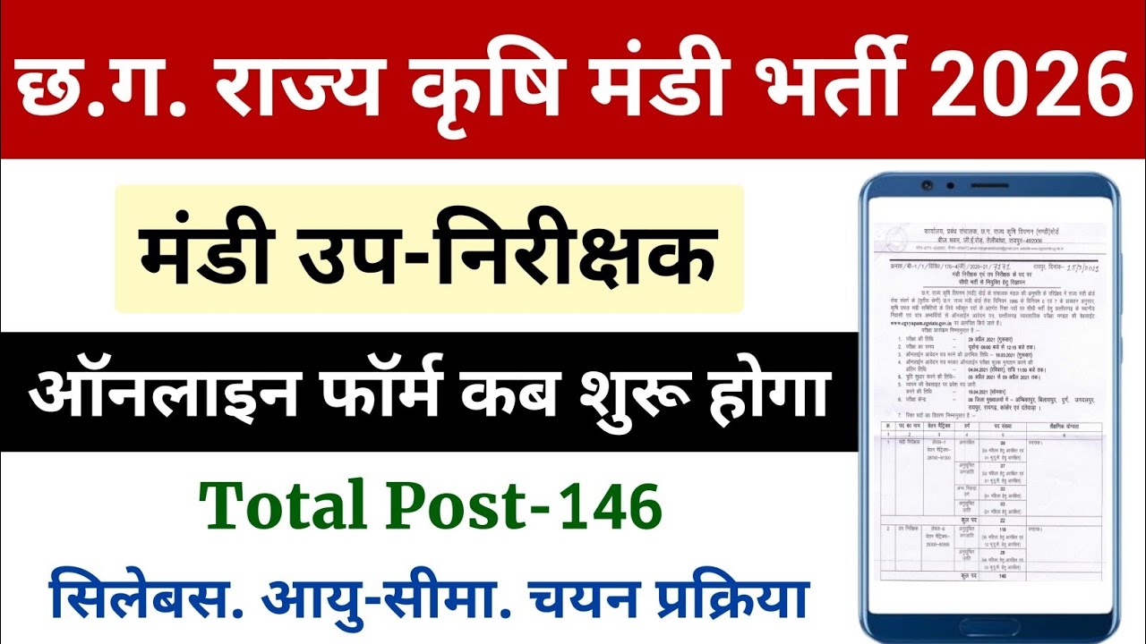CG Mandi Nirikshak Bharti 2026 | CG upnirikshak bharti 2026 || CG Mandi Nirikshak Syllabus 2026